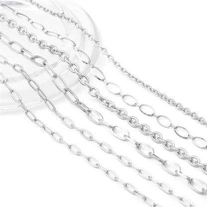 1M Stainless Steel Chain for Men Women Curb Cuban Link Chain DIY Basic Punk Choker Necklace Bracelet Hip Hop Male Jewelry Gift