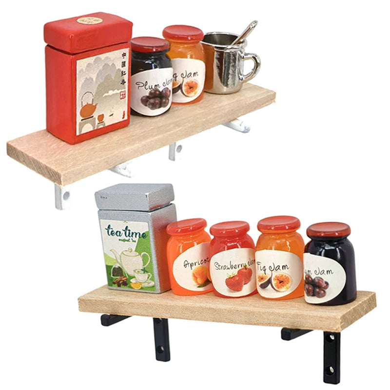 Decorative Wooden Wall Showcase for 1:12 Doll House Furniture, Miniature Storage Rack Toy.