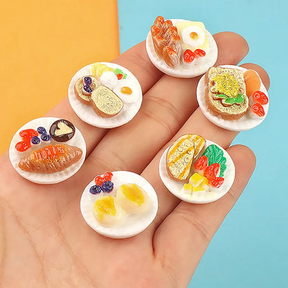 6pcs/set Dollhouse Small Ornaments Miniature Treat Plate DIY Miniature Landscape Fairytale Garden Decoration Accessories