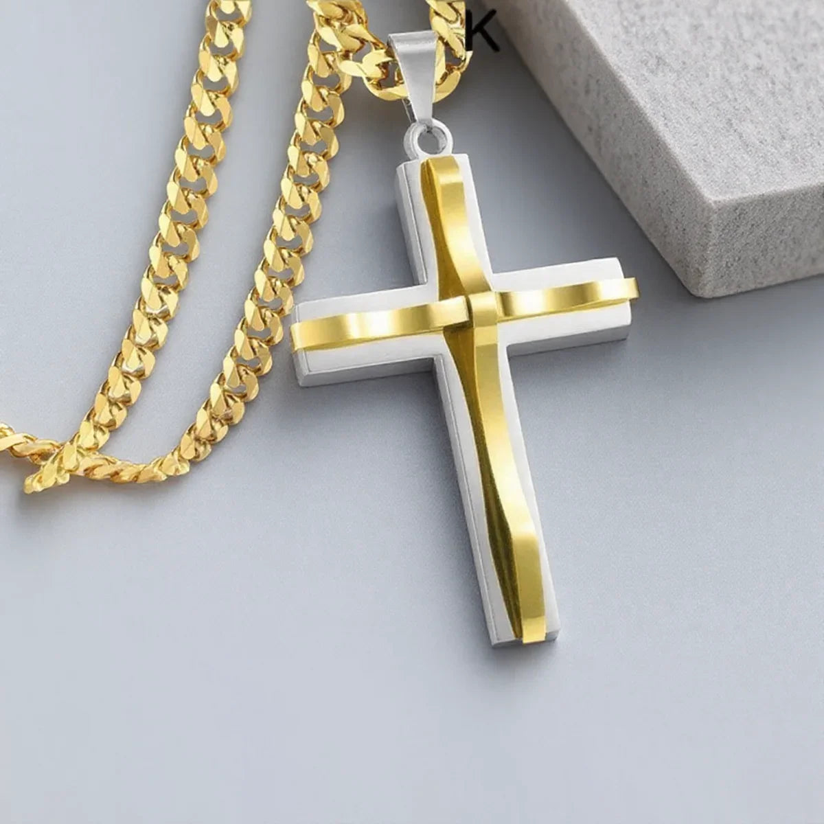 Mens Cross Pendant Necklace Hip Hop Jewelry Fashion Trendy Chain for Men Gift Accessories Stylish Necklace