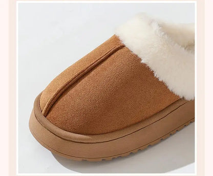 Women's sandal  winter outdoor, thick sole non-slip fur flip flops with fur collar, warm