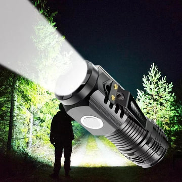 LED Strong Light Flashlight Rechargeable Multi functional for Long Range Portable Outdoor