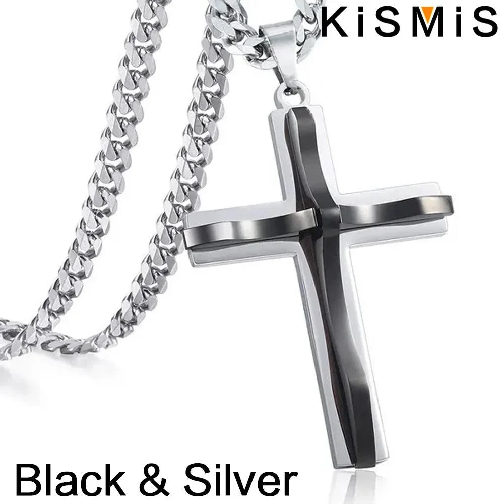 Mens Cross Pendant Necklace Hip Hop Jewelry Fashion Trendy Chain for Men Gift Accessories Stylish Necklace