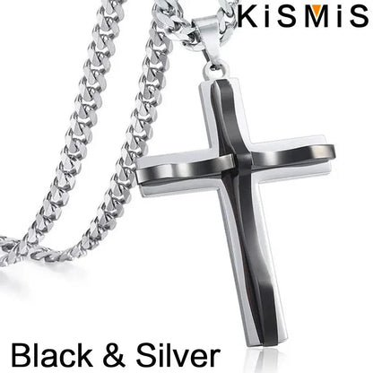 Mens Cross Pendant Necklace Hip Hop Jewelry Fashion Trendy Chain for Men Gift Accessories Stylish Necklace