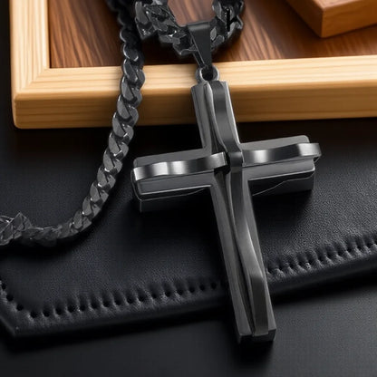 Mens Cross Pendant Necklace Hip Hop Jewelry Fashion Trendy Chain for Men Gift Accessories Stylish Necklace