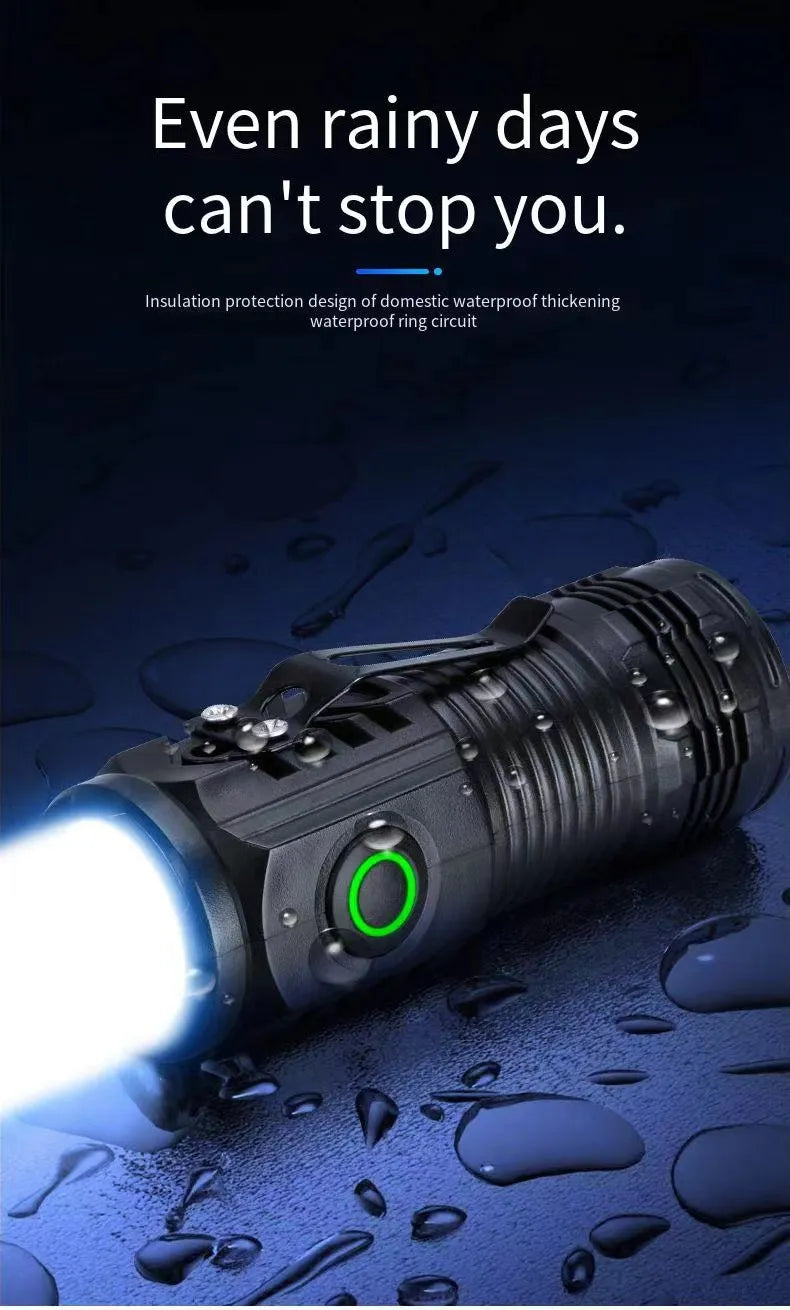 LED Strong Light Flashlight Rechargeable Multi functional for Long Range Portable Outdoor