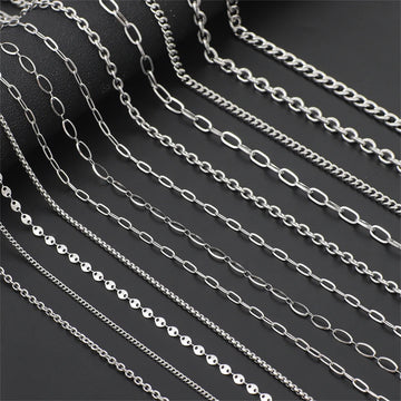 1M Stainless Steel Chain for Men Women Curb Cuban Link Chain DIY Basic Punk Choker Necklace Bracelet Hip Hop Male Jewelry Gift