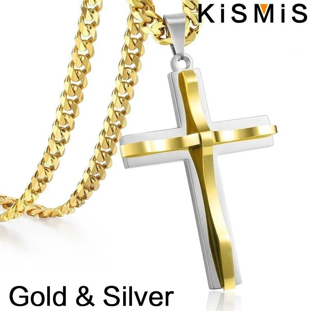 Mens Cross Pendant Necklace Hip Hop Jewelry Fashion Trendy Chain for Men Gift Accessories Stylish Necklace