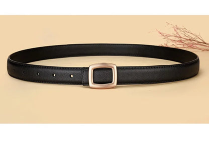Belts for Women Genuine Leather Luxury Designer Jeans Belt Female Waistband Fashion Square Metal Buckle Belt Lady Black