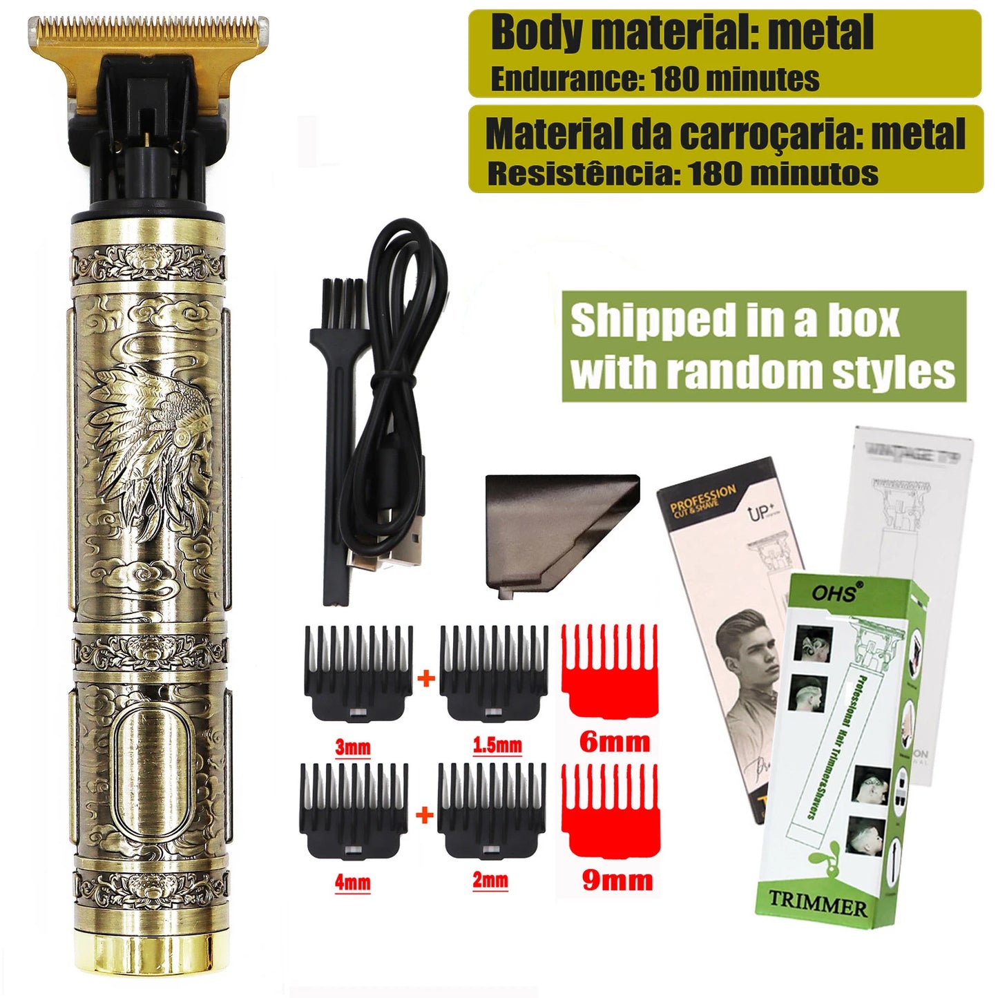 Vintage T9 Hair Clipper Beard Shaving Body Hair Trimmer Clippers Electric Men Haircut 000mm