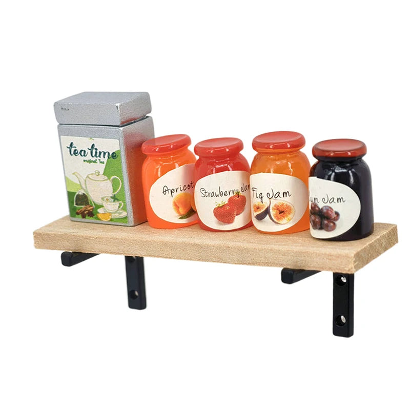 Decorative Wooden Wall Showcase for 1:12 Doll House Furniture, Miniature Storage Rack Toy.
