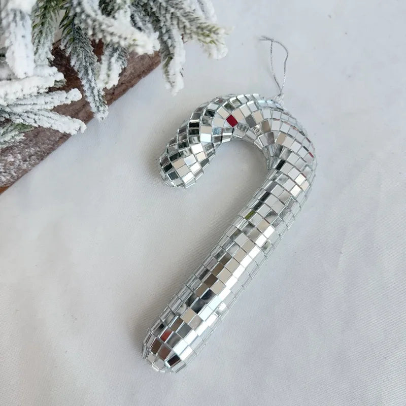 Candy Cane Disco Ball Small Walking Stick Christmas Tree Decoration Pendant Home Decoration Photography Props Decorative Items