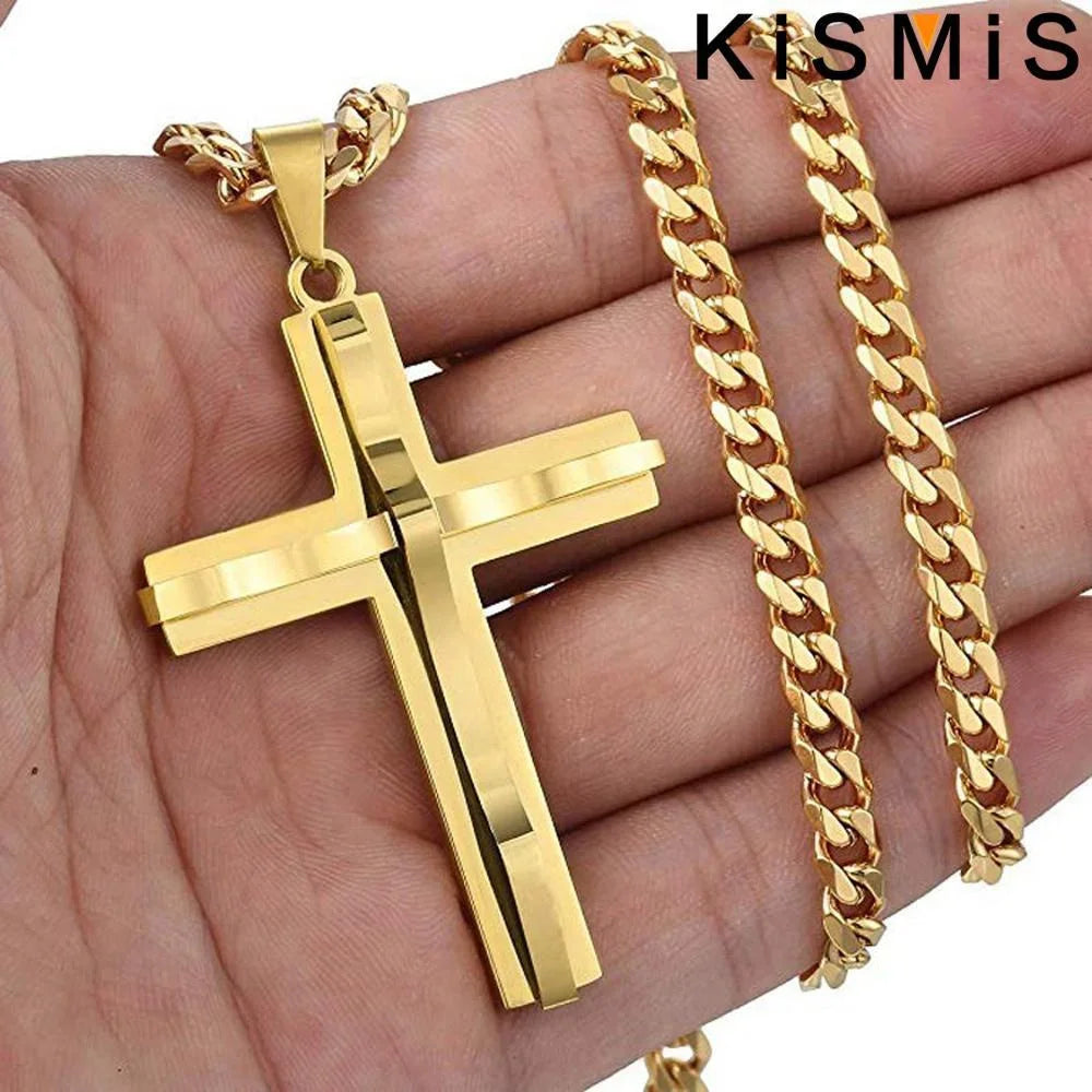 Mens Cross Pendant Necklace Hip Hop Jewelry Fashion Trendy Chain for Men Gift Accessories Stylish Necklace