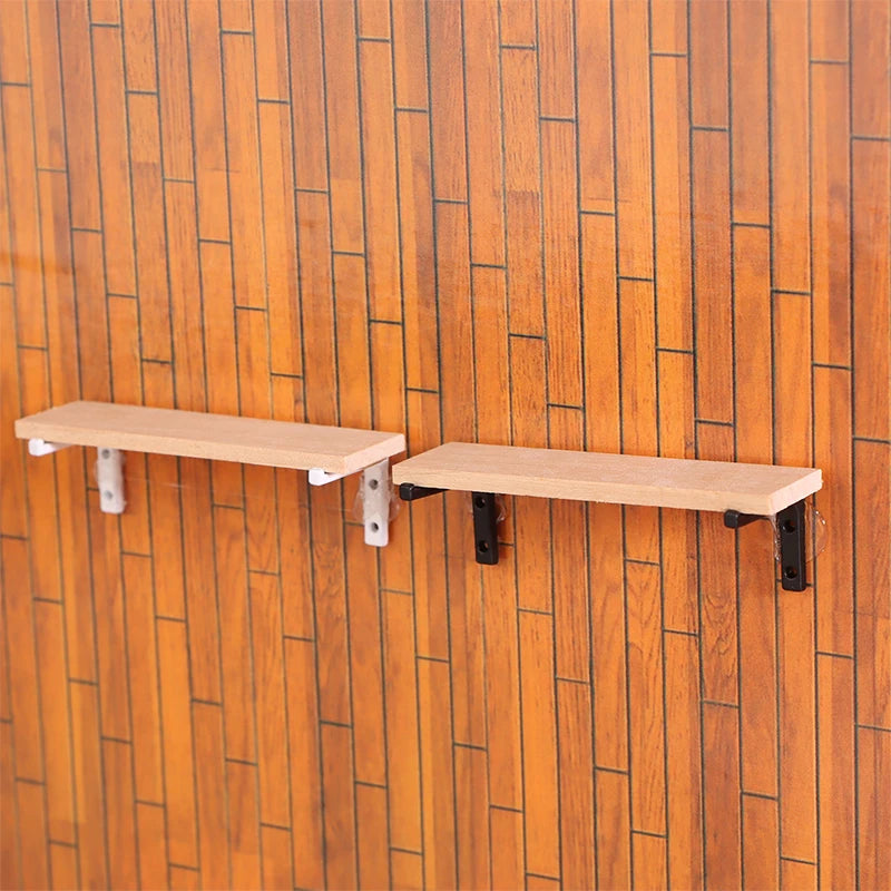 Decorative Wooden Wall Showcase for 1:12 Doll House Furniture, Miniature Storage Rack Toy.