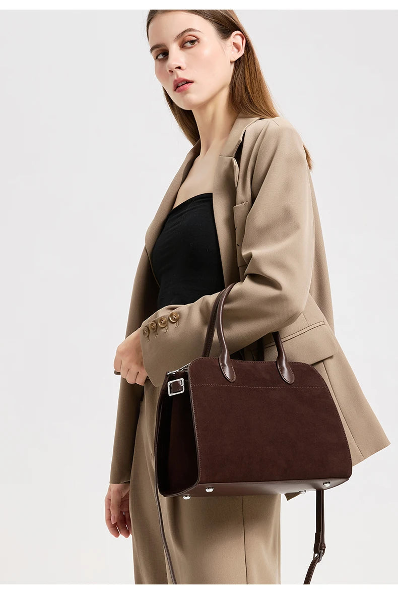 Autumn winter women's Natural Suede leather Crossbody Bag designer Genuine leather