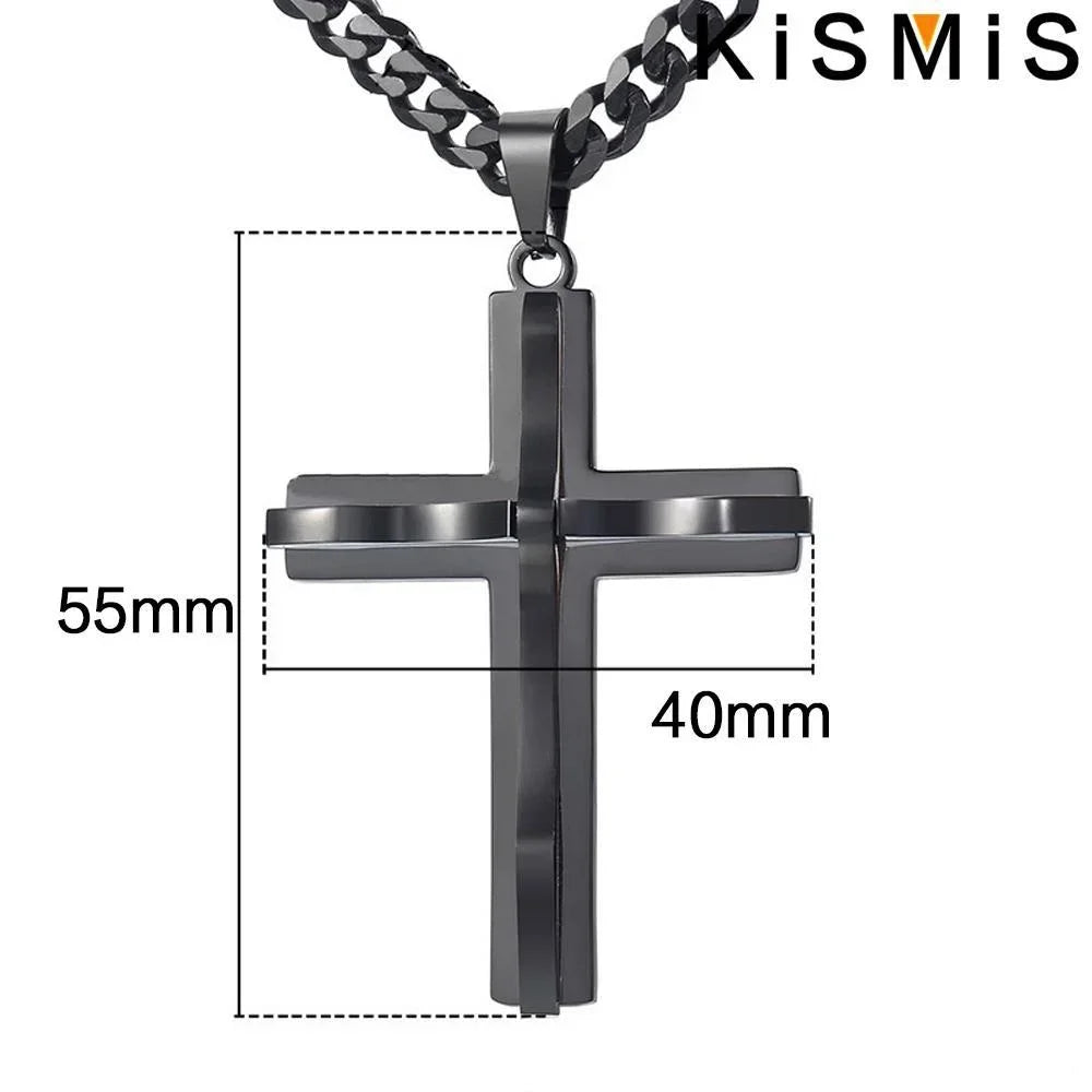 Mens Cross Pendant Necklace Hip Hop Jewelry Fashion Trendy Chain for Men Gift Accessories Stylish Necklace