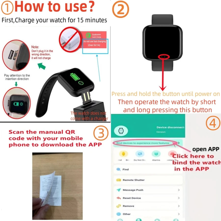 Smart Watch Men Women – Fitness Tracker, Message Alerts, Gift for Android/iOS