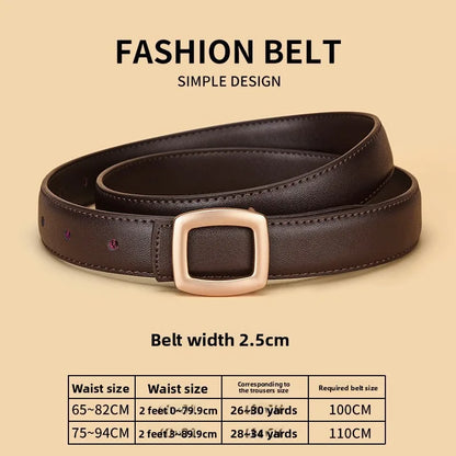 Belts for Women Genuine Leather Luxury Designer Jeans Belt Female Waistband Fashion Square Metal Buckle Belt Lady Black
