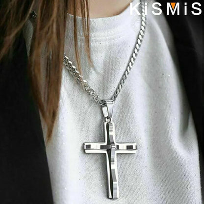 Mens Cross Pendant Necklace Hip Hop Jewelry Fashion Trendy Chain for Men Gift Accessories Stylish Necklace