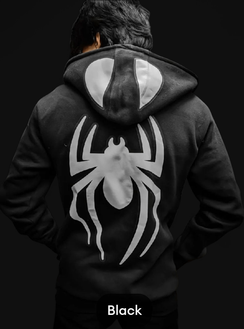 MI'TESORO Spiderman Hoodie Zipper Spider-Man Unisex Hoodies Full Zip Hooded Sweatshirts