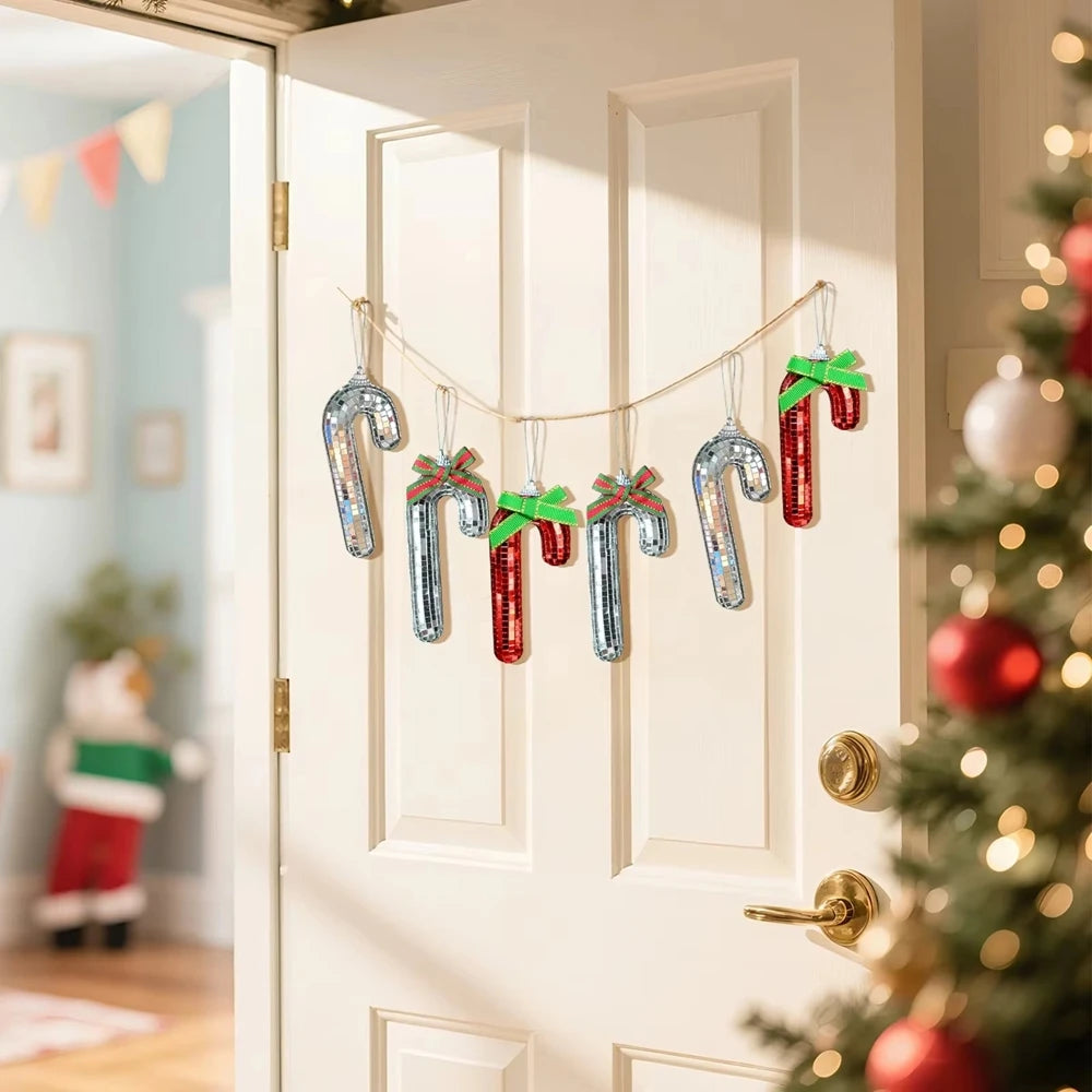 Candy Cane Disco Ball Small Walking Stick Christmas Tree Decoration Pendant Home Decoration Photography Props Decorative Items