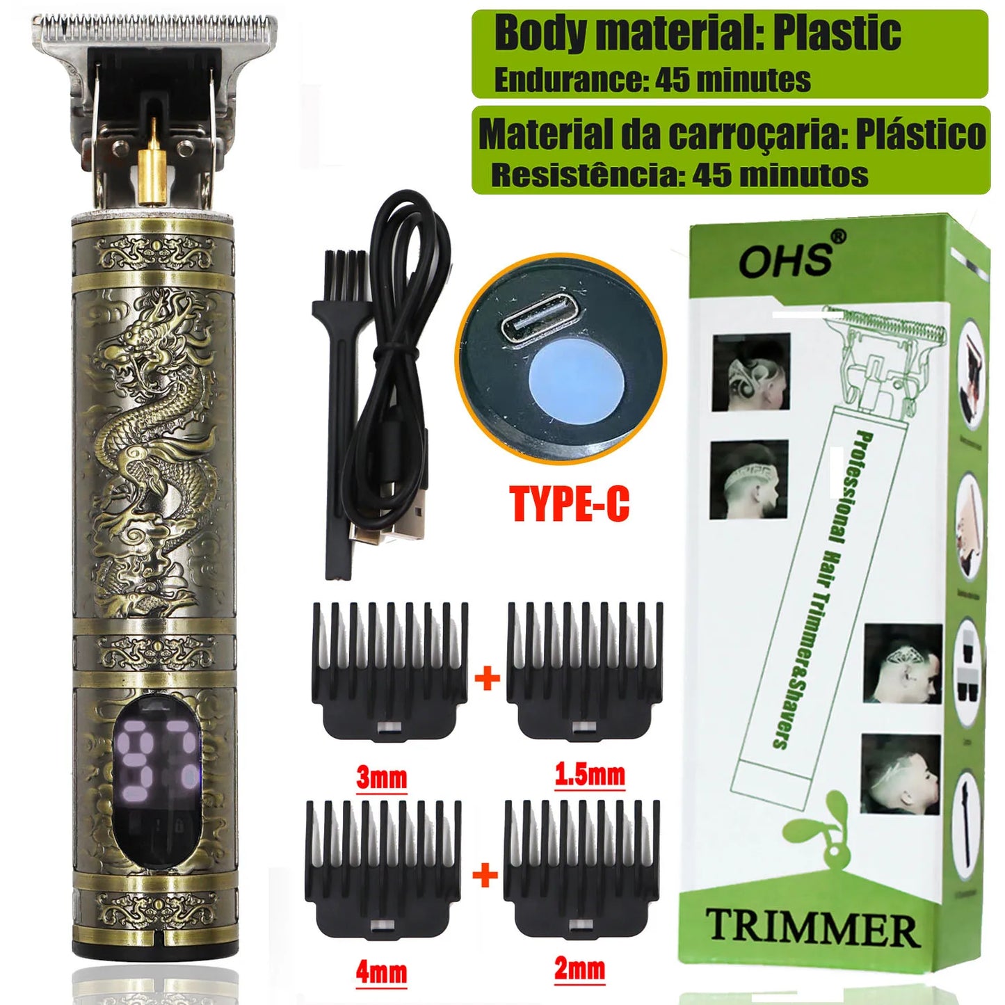 Vintage T9 Hair Clipper Beard Shaving Body Hair Trimmer Clippers Electric Men Haircut 000mm