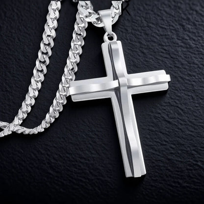 Mens Cross Pendant Necklace Hip Hop Jewelry Fashion Trendy Chain for Men Gift Accessories Stylish Necklace