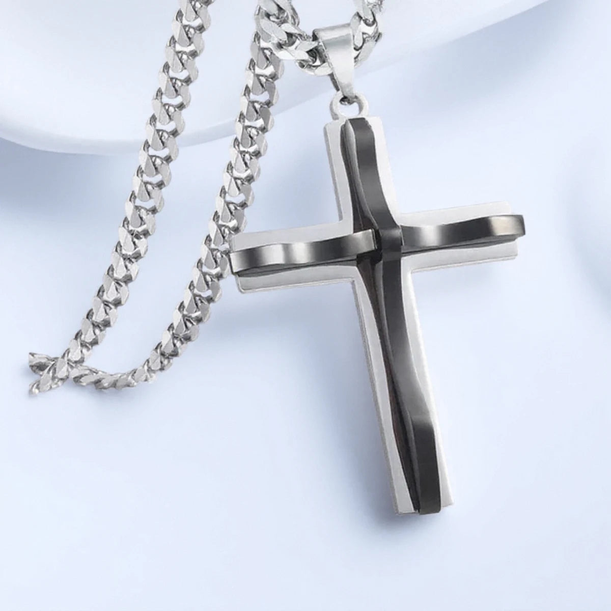 Mens Cross Pendant Necklace Hip Hop Jewelry Fashion Trendy Chain for Men Gift Accessories Stylish Necklace