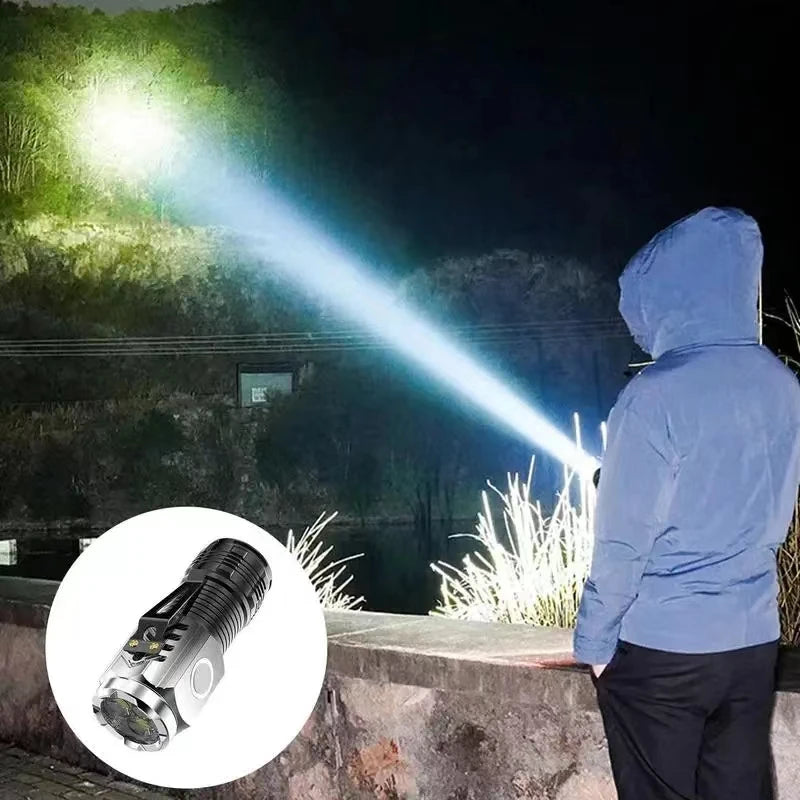 LED Strong Light Flashlight Rechargeable Multi functional for Long Range Portable Outdoor