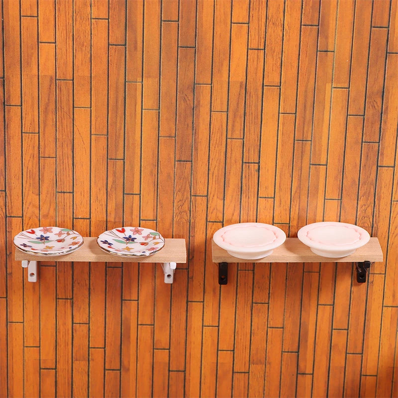 Decorative Wooden Wall Showcase for 1:12 Doll House Furniture, Miniature Storage Rack Toy.