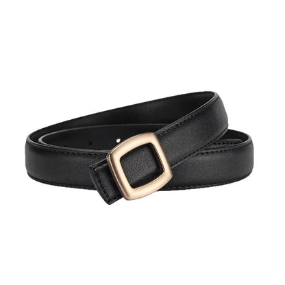 Belts for Women Genuine Leather Luxury Designer Jeans Belt Female Waistband Fashion Square Metal Buckle Belt Lady Black