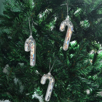 Candy Cane Disco Ball Small Walking Stick Christmas Tree Decoration Pendant Home Decoration Photography Props Decorative Items