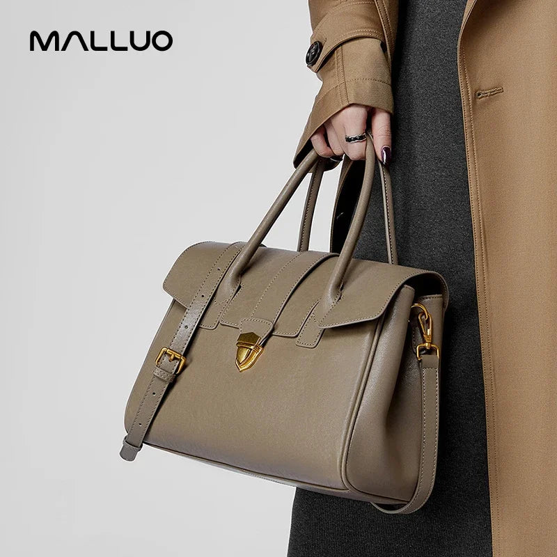 Women's Cow Real Leather Retro Shoulder Bags Ladies Natural Cowhide Bag