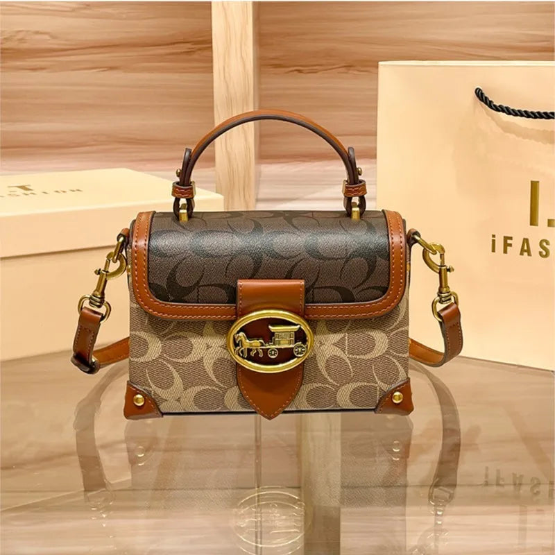 Minimalist Women’s Box Bag – High-End Contrasting Color Crossbody Handbag