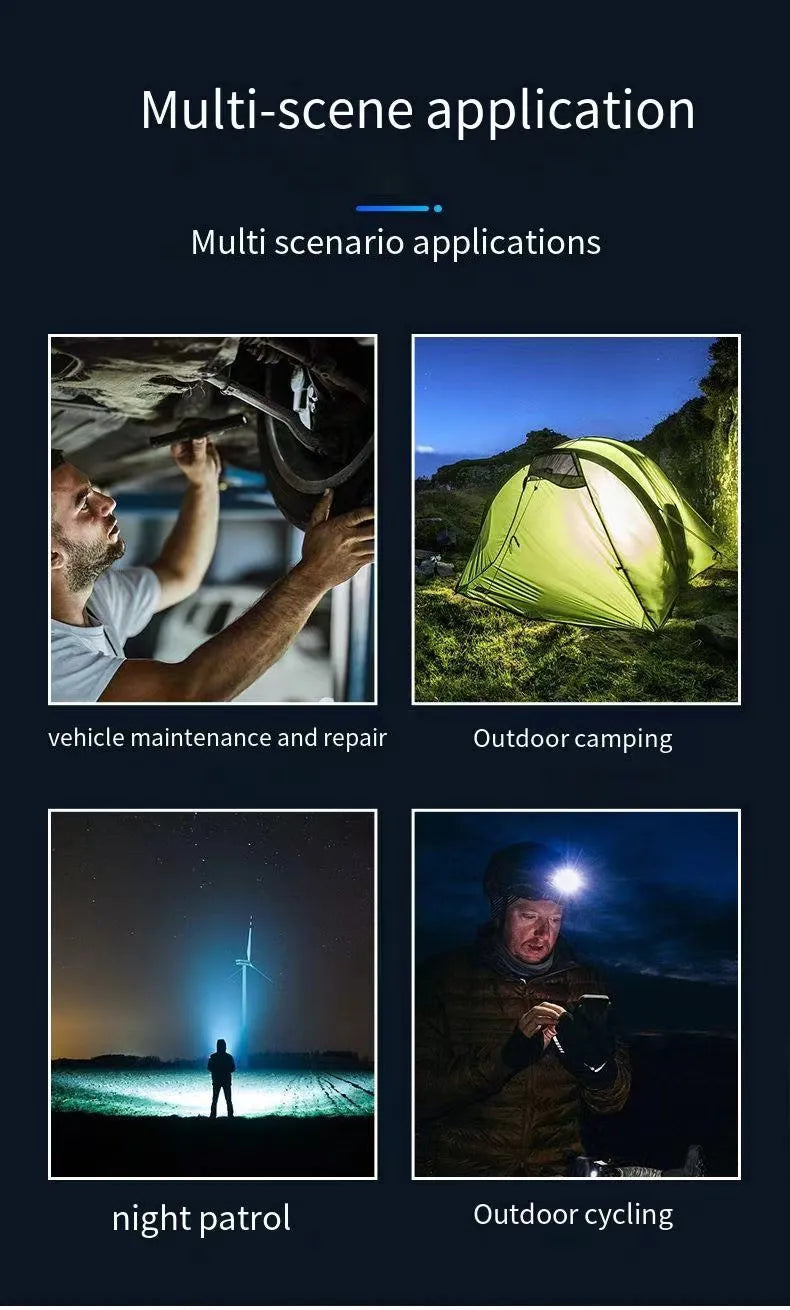 LED Strong Light Flashlight Rechargeable Multi functional for Long Range Portable Outdoor