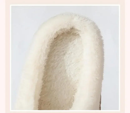 Women's sandal  winter outdoor, thick sole non-slip fur flip flops with fur collar, warm