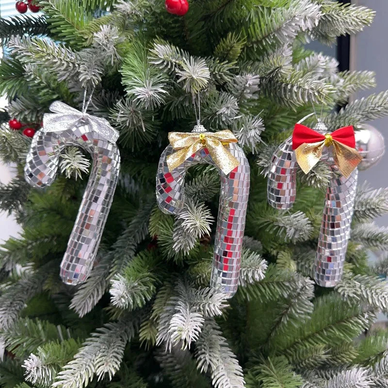 Candy Cane Disco Ball Small Walking Stick Christmas Tree Decoration Pendant Home Decoration Photography Props Decorative Items