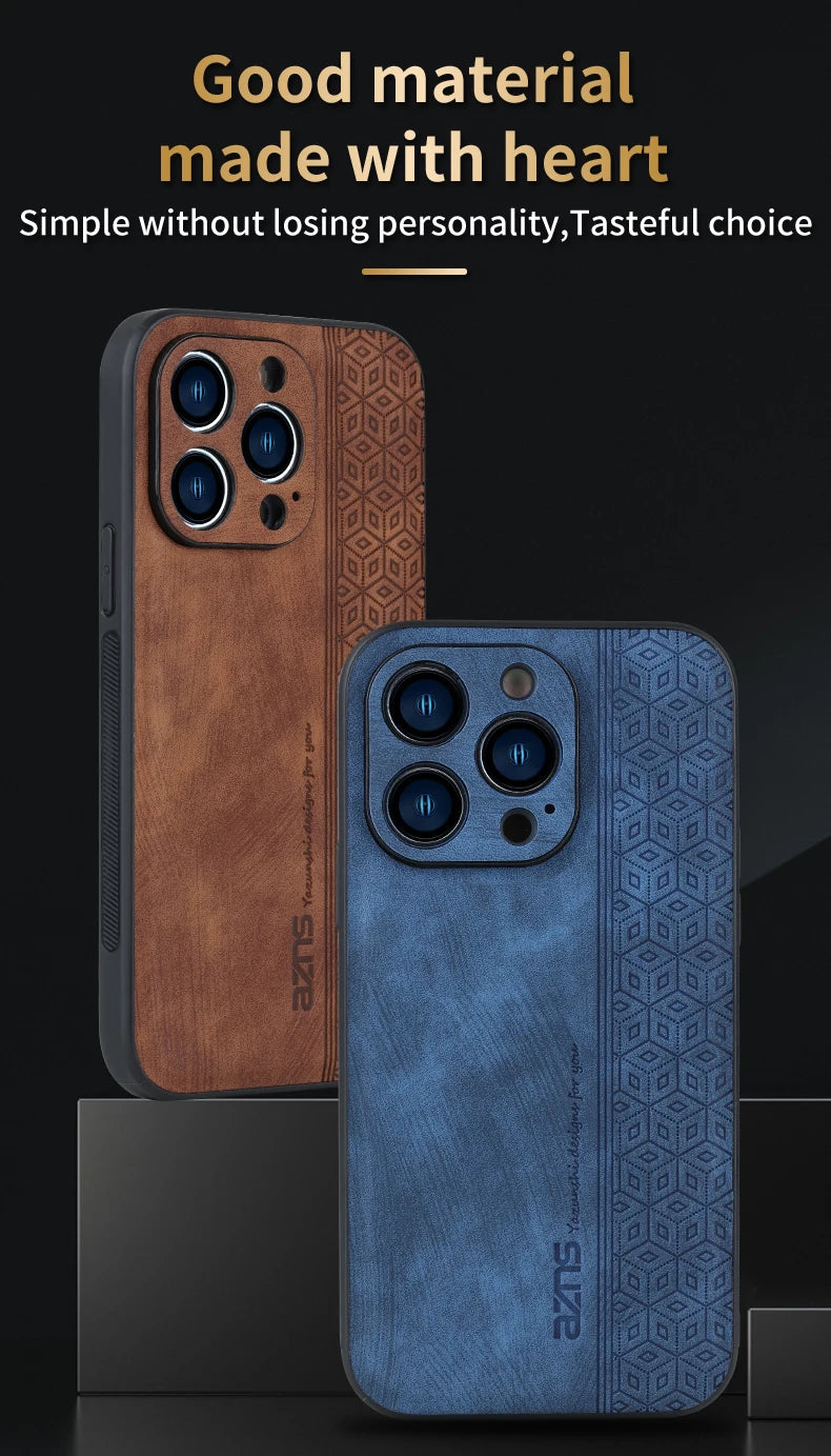 Iphone 11Case for IPhone  15 14Pro Max 13 12 11 Plus XS X XR 8 7 SE20 Luxury Leather Business Elite Shock Proof Cell Phone Cases