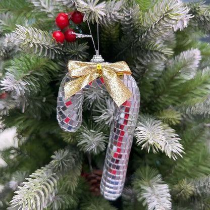 Candy Cane Disco Ball Small Walking Stick Christmas Tree Decoration Pendant Home Decoration Photography Props Decorative Items