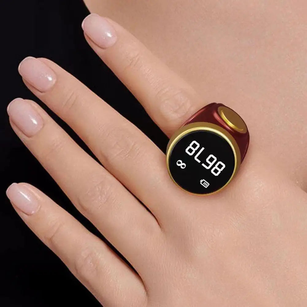 Smart Digital Tasbih Ring Vibration Prayer Time Reminder Prevents Forgot Count Miss Worship Waterproof for Daily Prayer