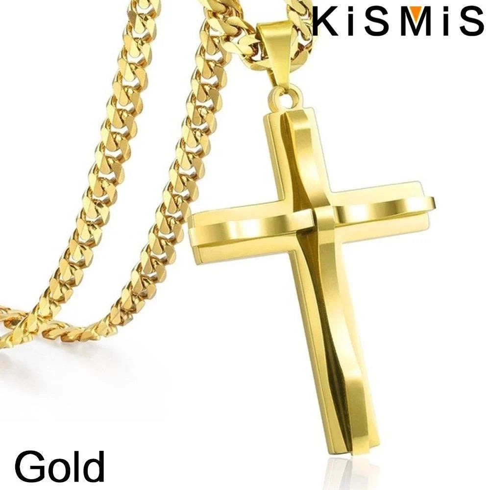 Mens Cross Pendant Necklace Hip Hop Jewelry Fashion Trendy Chain for Men Gift Accessories Stylish Necklace