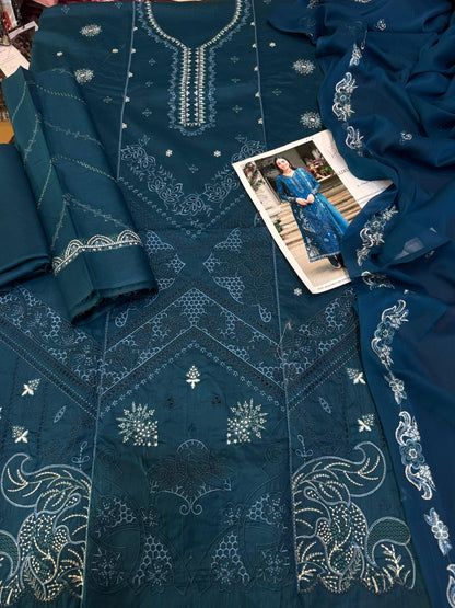 Qalamkar, Lawn with Chiffon & Emb. dupatta