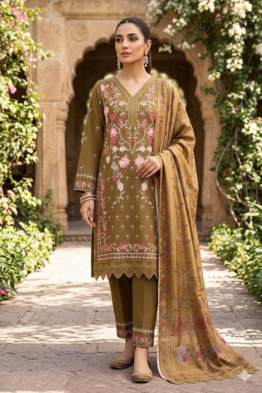 Summer lawn, Front Full Heavy Multi-Head, & Thread Embroidered