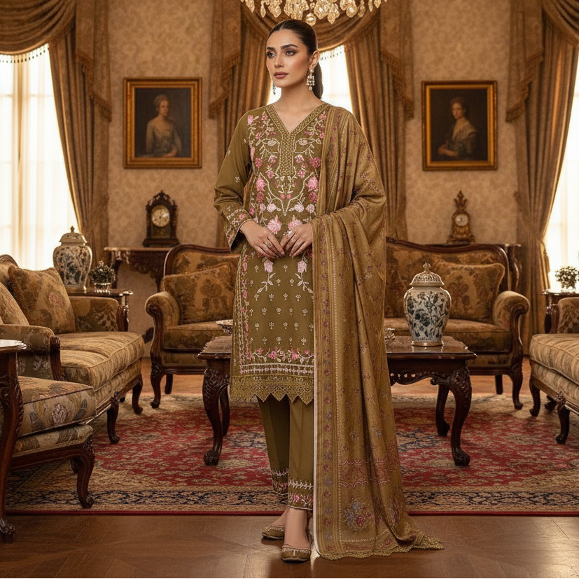 Summer lawn, Front Full Heavy Multi-Head, & Thread Embroidered