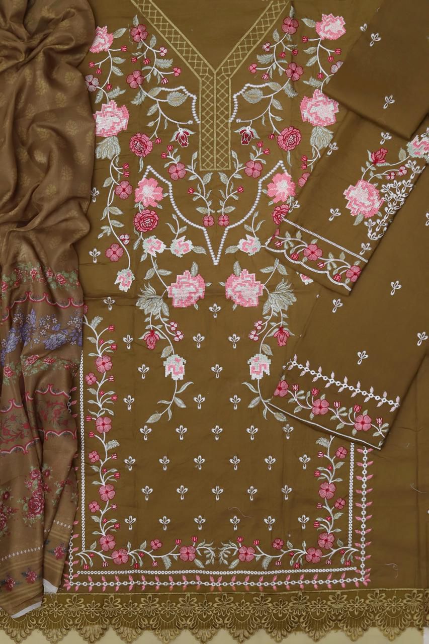 Summer lawn, Front Full Heavy Multi-Head, & Thread Embroidered