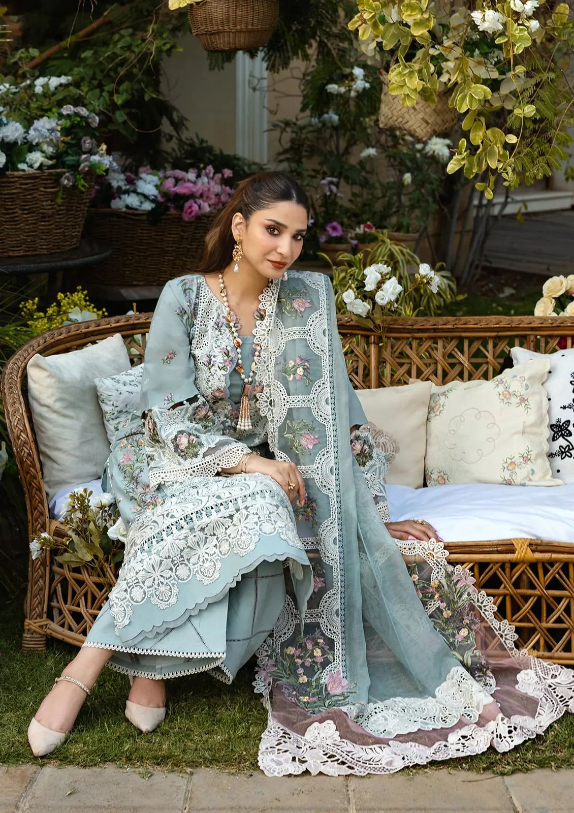 ELAF EMBROIDERED CHICKENKARI COTTON