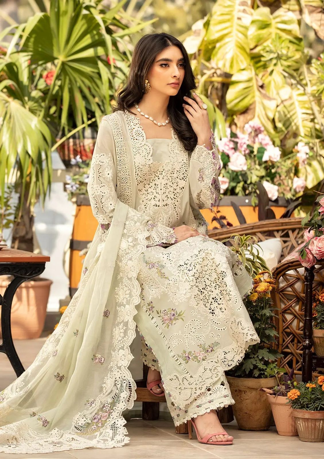ELAF EMBROIDERED CHICKENKARI COTTON