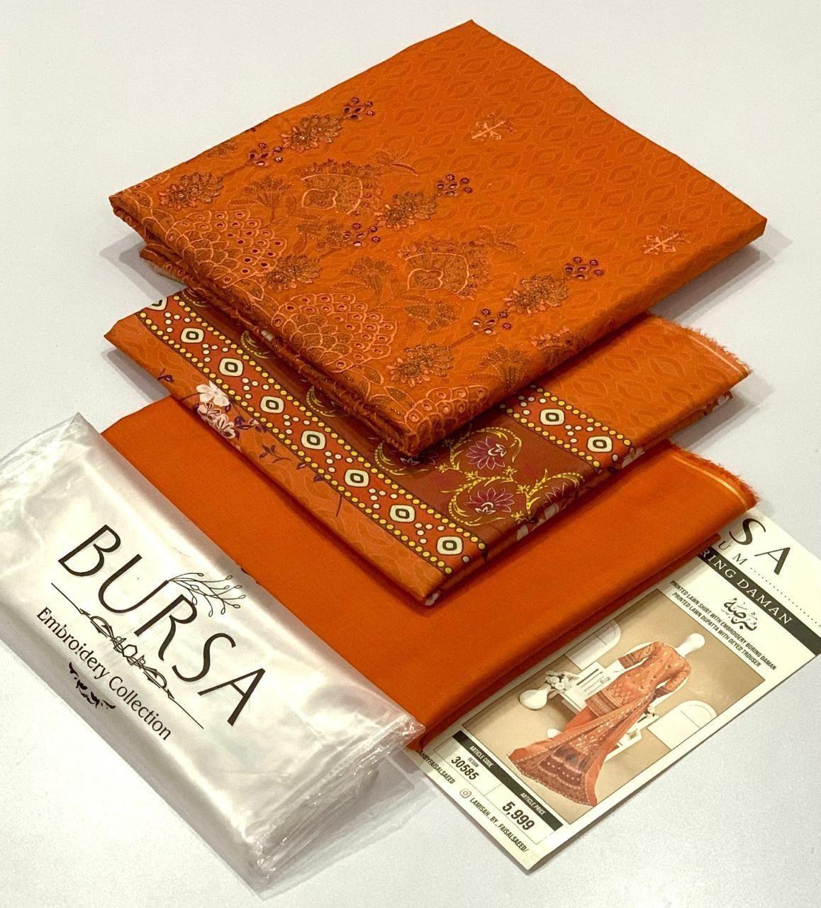 BURSA-Lawn Daman Boring & Lawn Dupatta/Shawl,  vibrant 17 colors