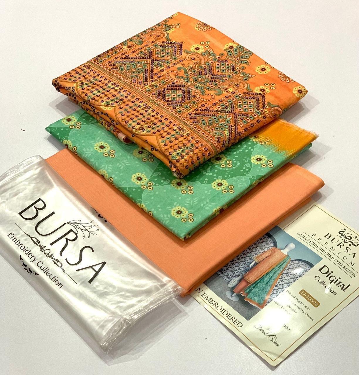BURSA-Lawn Daman Boring & Lawn Dupatta/Shawl,  vibrant 17 colors