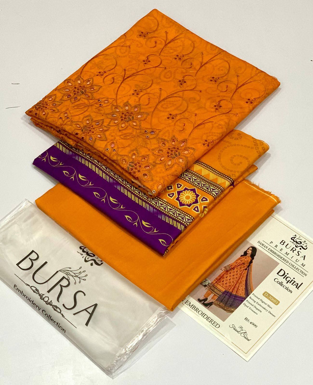 BURSA-Lawn Daman Boring & Lawn Dupatta/Shawl,  vibrant 17 colors